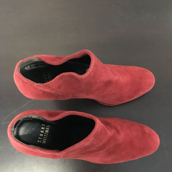 Stuart Weitzman Red Suede Stiletto Heeled  Leather Ankle Boots/Booties Women’s 7 - Picture 16 of 16